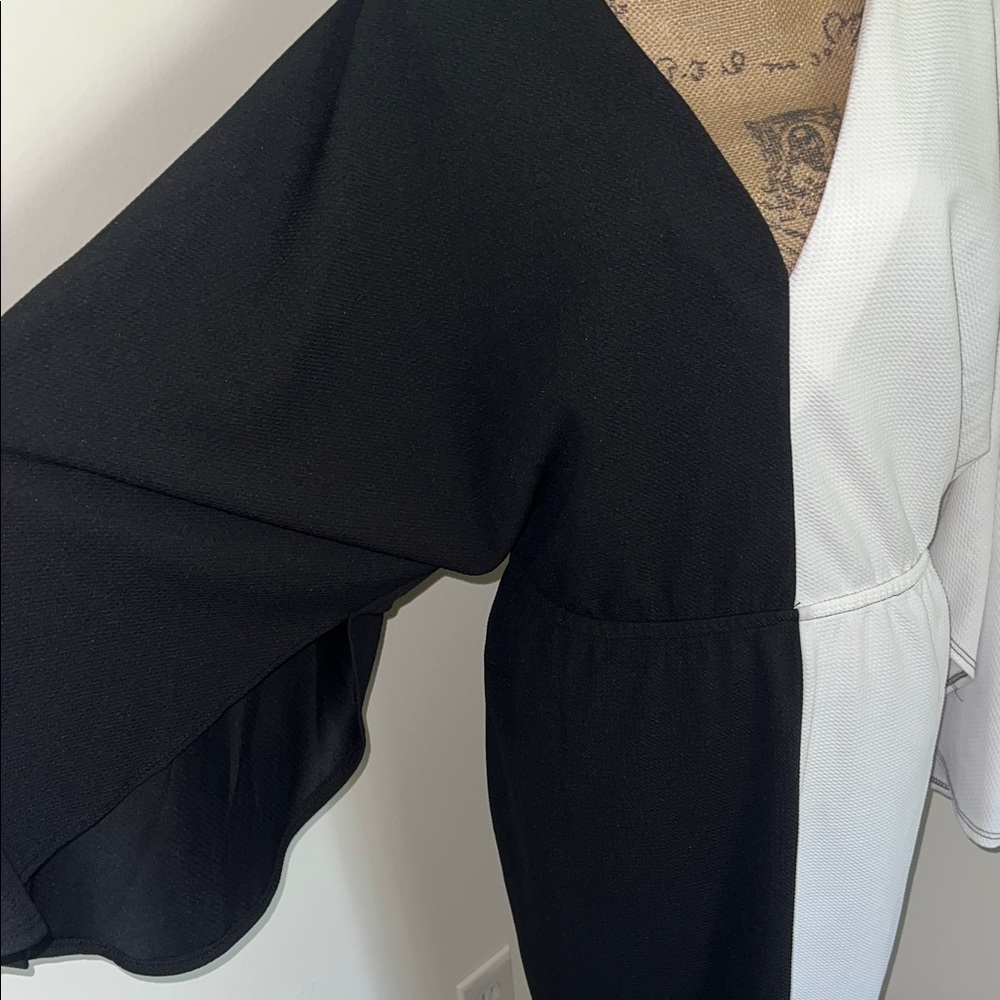NWT Chic Asymmetrical Ashley Stewart Black and White Dress